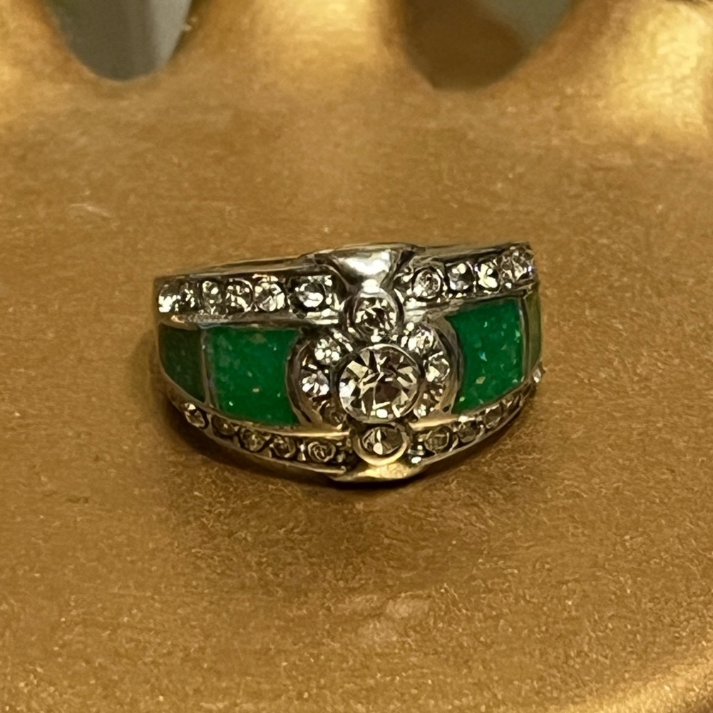 Green Glitter Fashion Ring